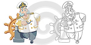 Coloring page with ship captain